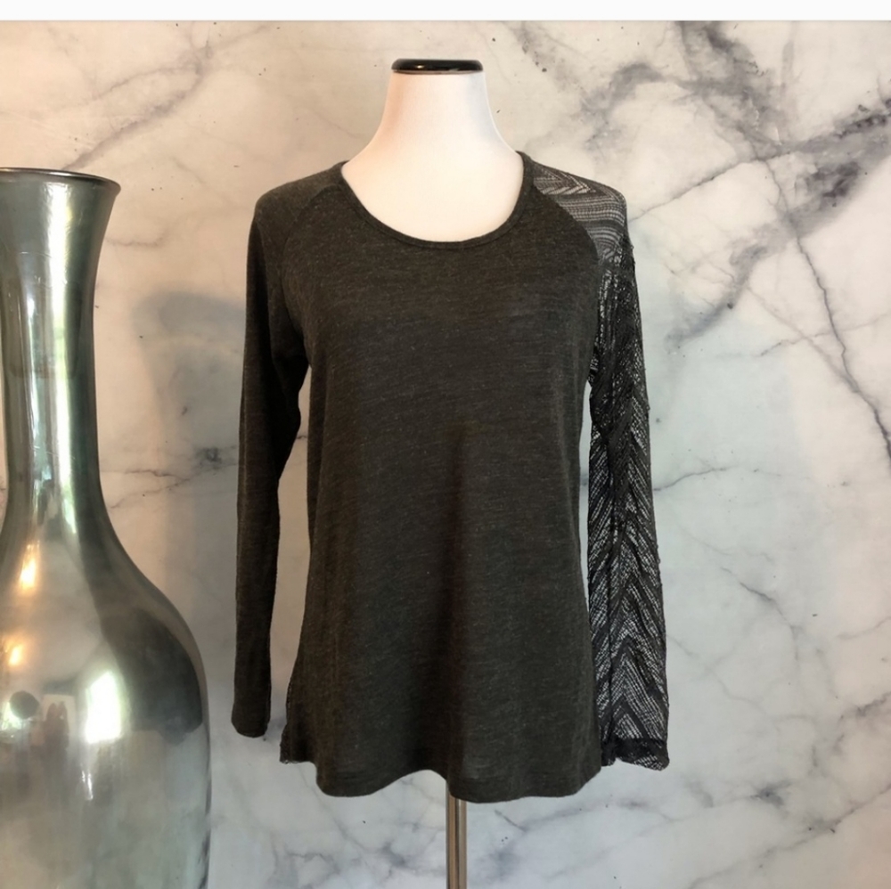 Zara Charcoal Gray Pullover Lace Back Sz. L